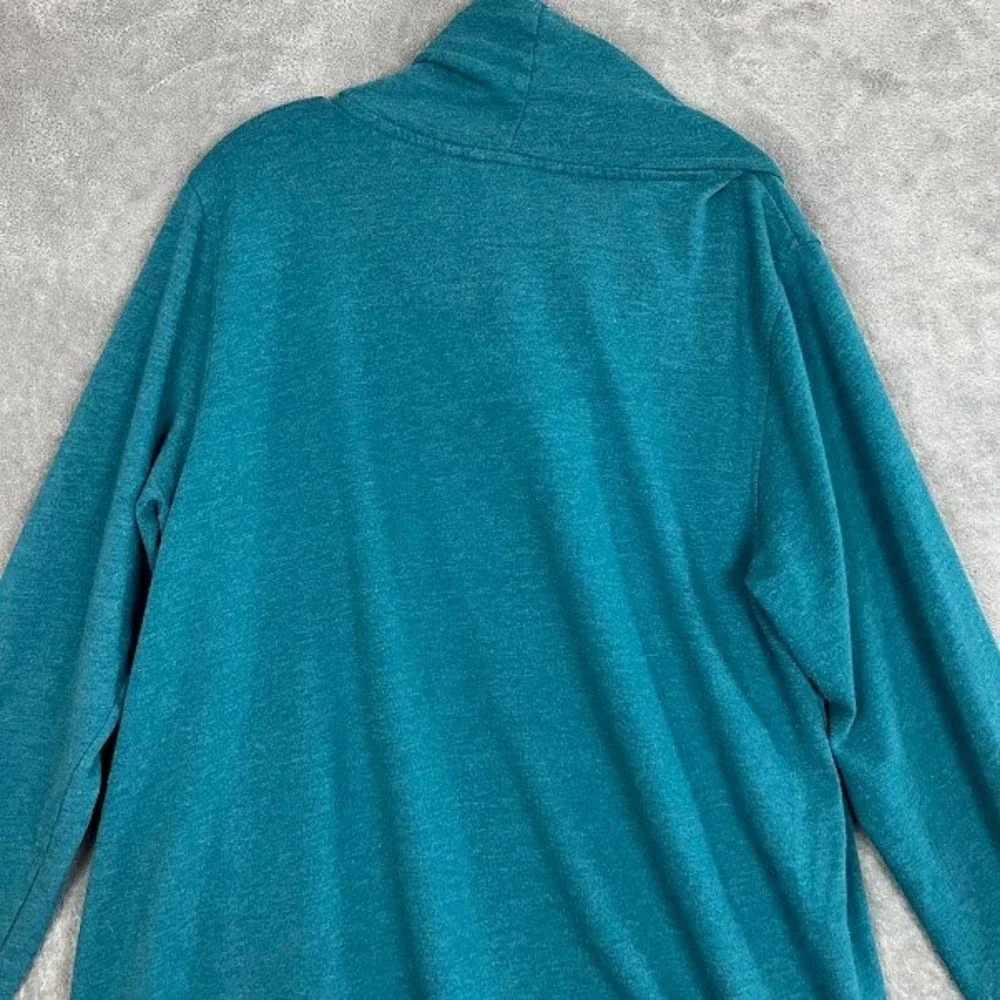 Soft Surroundings Westminster Tunic Sweatshirt Womens 1X Teal Cowl Neck Cozy